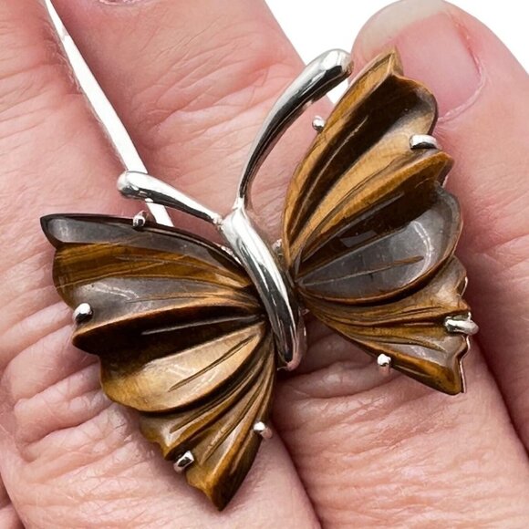 Designer Whitney Kelly Tigers Eye Gemstone Sterling Silver Ring Size 7 - Picture 1 of 8